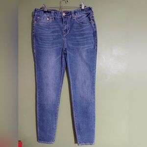 True Religion Halle Mid Rise Super Skinny Size 32 Blue Denim Y2k 28" Inseam Nwt